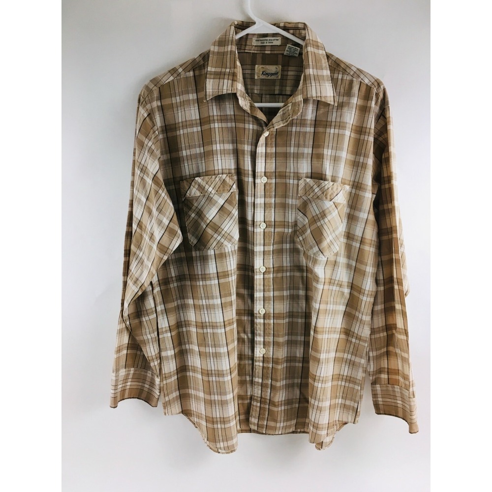 Kingsport Shirt Men's Size L Multicolor Button Down Long Sleeve Pockets Plaid